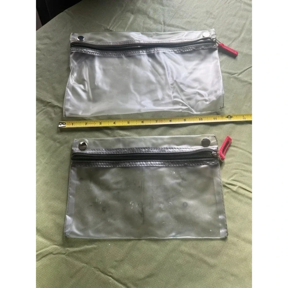 Clear Vinyl Zipper Pouch Set 2 Piece Pencil Pouch Dorm Organizer